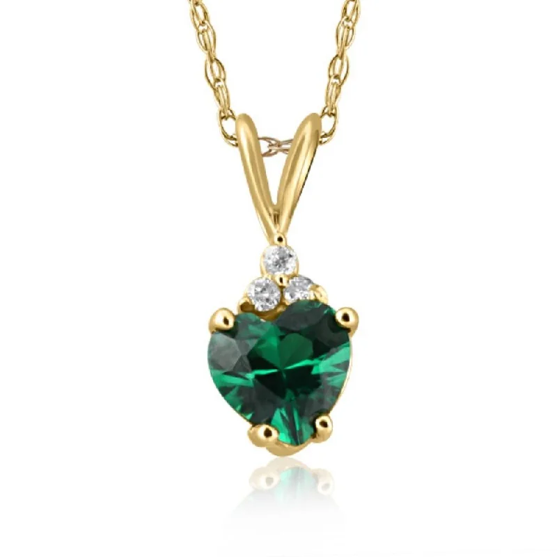 Beaded cluster necklaces-Emerald & Diamond Heart Pendant Necklace in 14k White or Yellow Gold