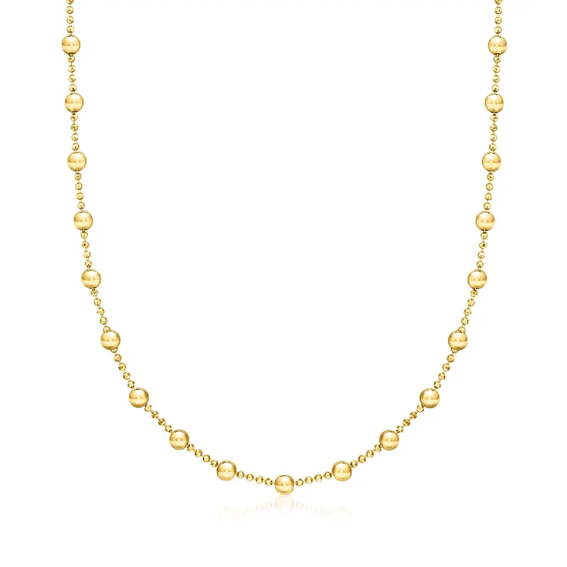 Velvet ribbon necklaces-RS Pure by Ross-Simons Italian 4mm 18kt Gold Vermeil Bead Station Necklace