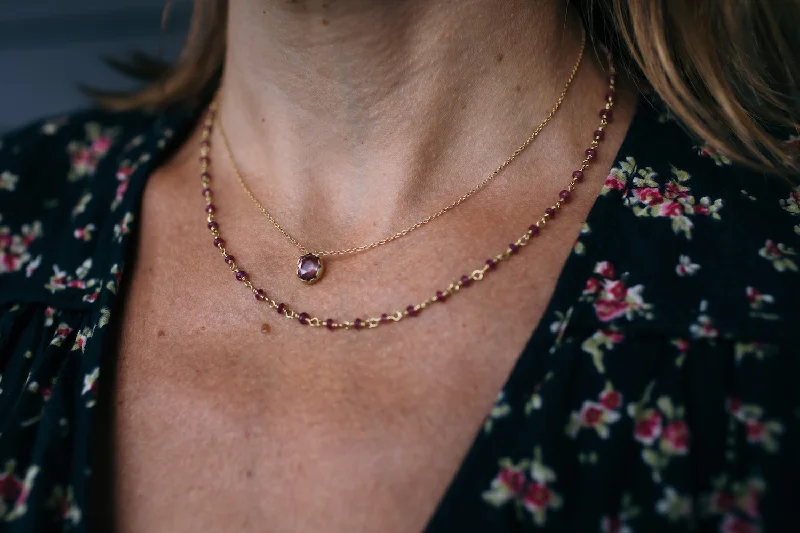 Leather strand necklaces-Oval Pink Sapphire Petal Necklace