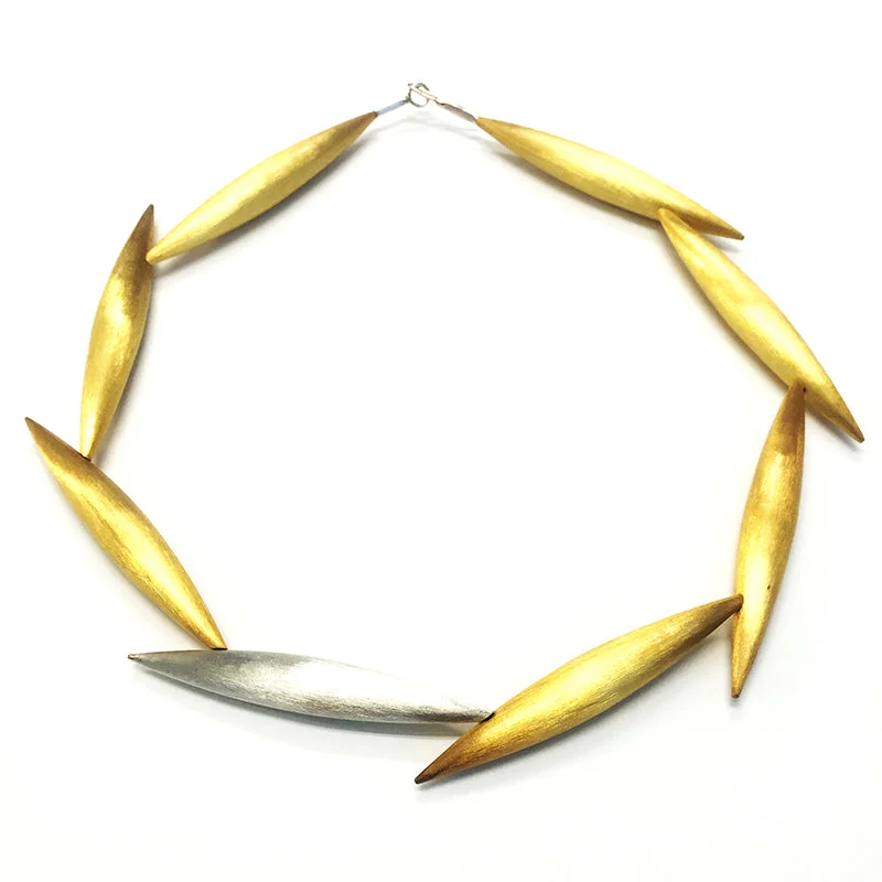 Mixed metal necklaces-Gold Plated Silver Big Pod Necklace