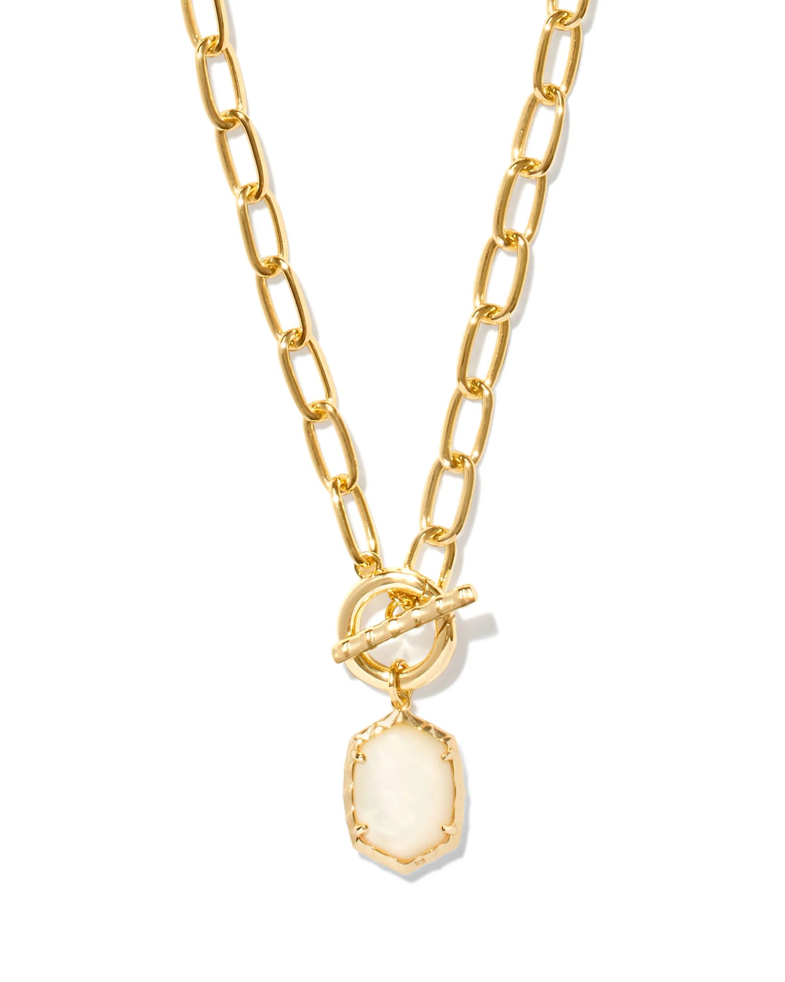 Herringbone necklaces-Kendra Scott - Daphne Convertible Gold Link and Chain Necklace - Ivory