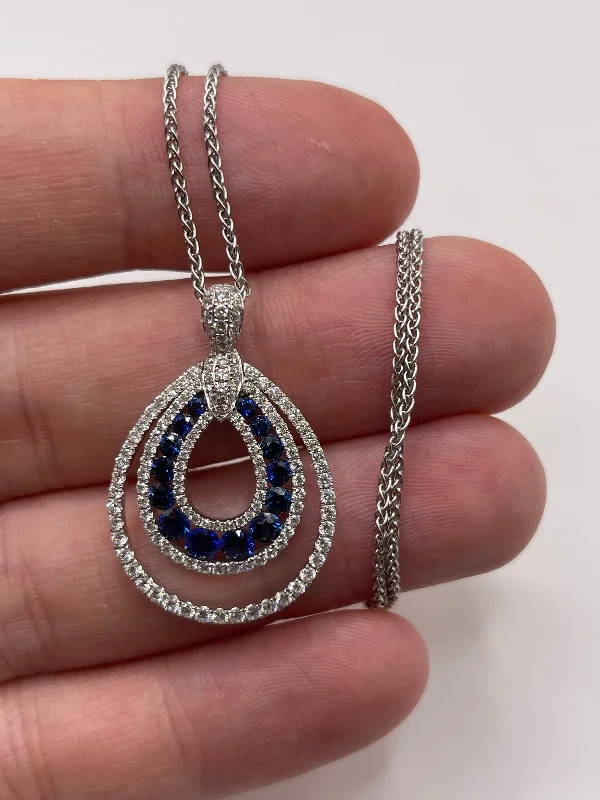 Layered stone necklaces-18ct white gold sapphire and diamond necklace