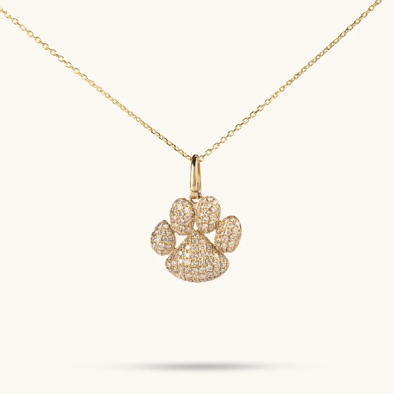 Lace detail necklaces-Diamond Paw Print Necklace