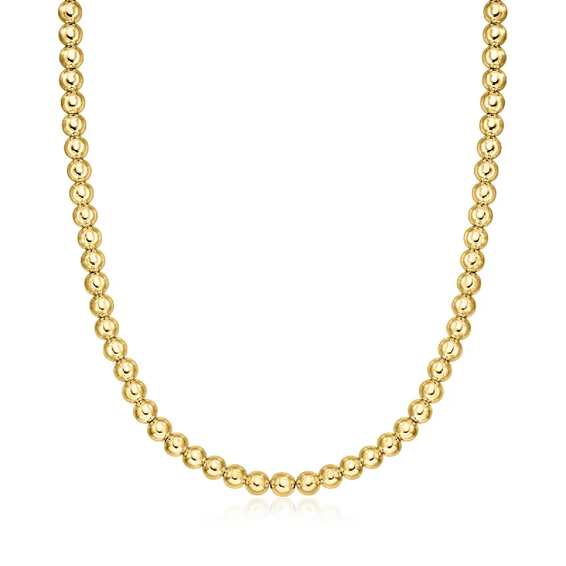 Sapphire drop necklaces-Ross-Simons Italian 6mm 18kt Gold Over Sterling Bead Necklace