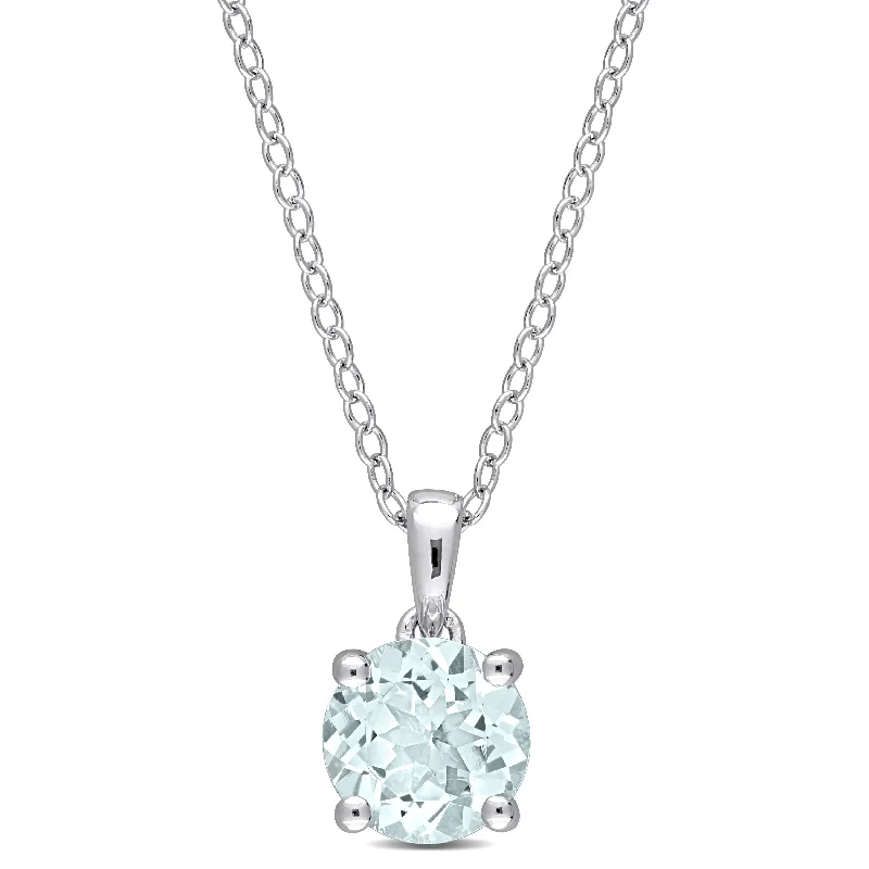 Oval gem necklaces-Mimi & Max 1 1/7ct TGW Aquamarine Solitaire Pendant with Chain in Sterling Silver