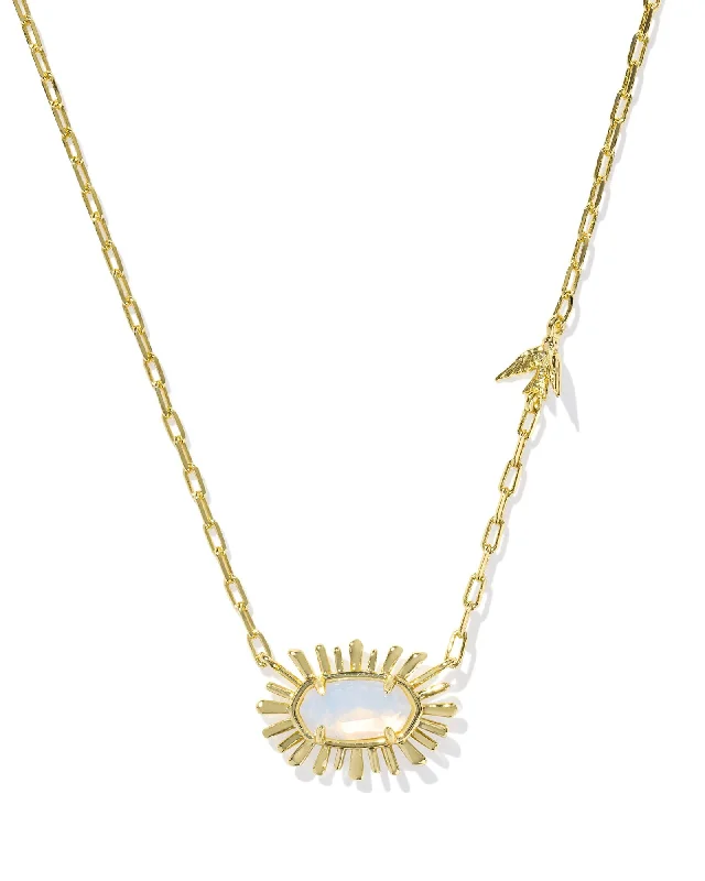 Hexagon pendant necklaces-Kendra Scott - Necklace - Elisa Bird Gold Short Pendant Necklace - Opalite Illusion