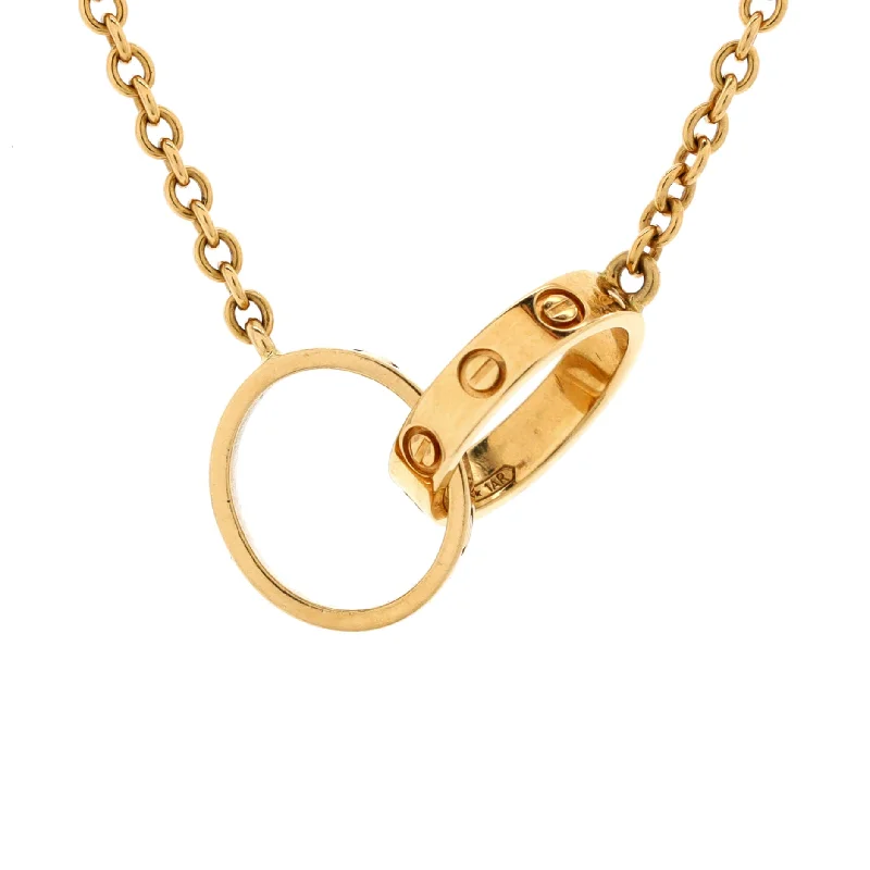 Dainty gem necklaces-Love Interlocking Necklace 18K Yellow Gold