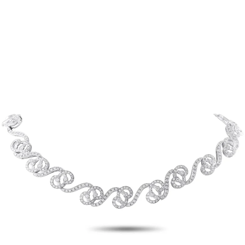 Rainbow crystal necklaces-LB Exclusive 18K White Gold 7.57ct Diamond Choker Necklace MF01-013125