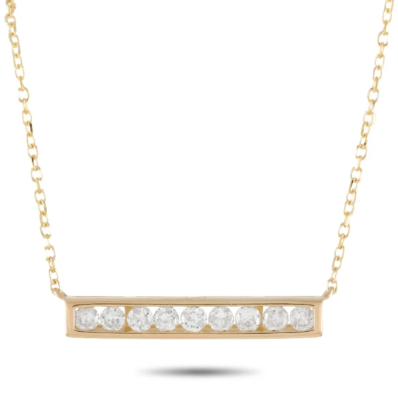 Herringbone necklaces-LB Exclusive 14K Yellow Gold 0.25ct Diamond Bar Necklace