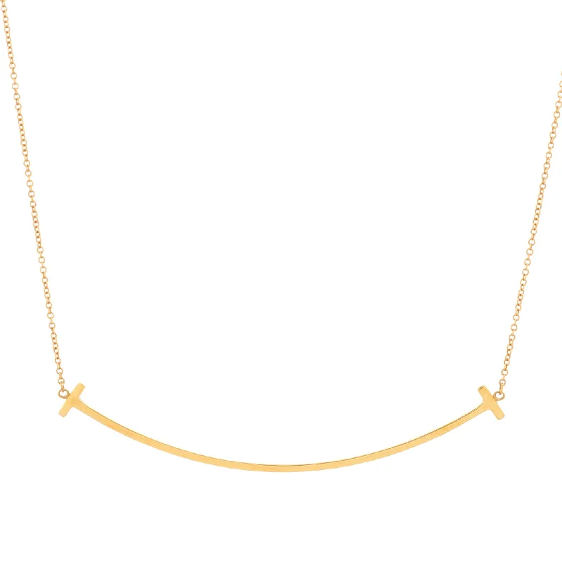 Organic shape necklaces-T Smile Pendant Necklace 18K Rose Gold Large