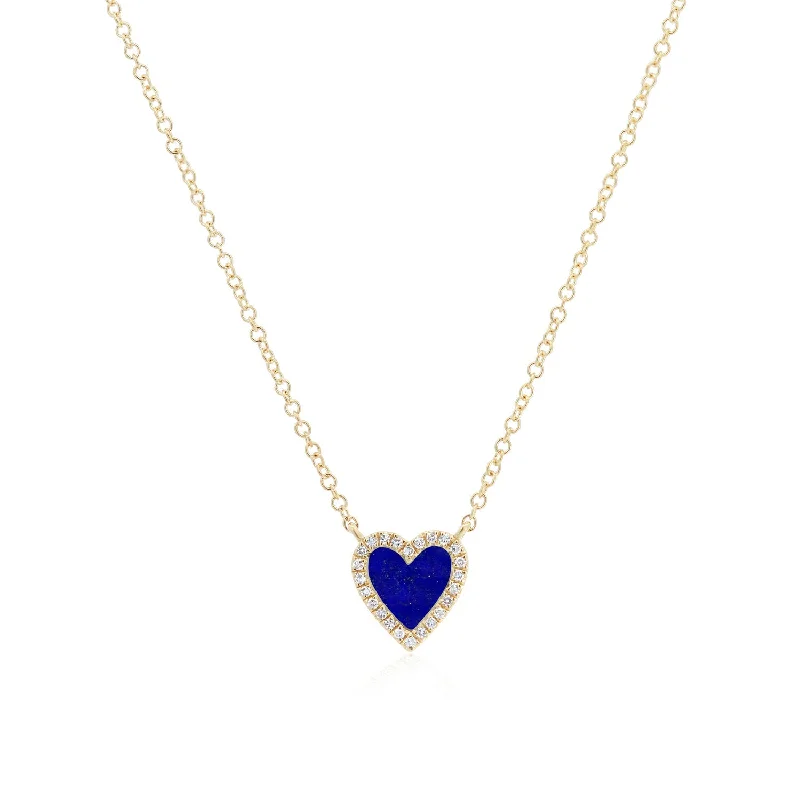 Tassel fringe necklaces-Lapis Diamond Halo Heart Necklace