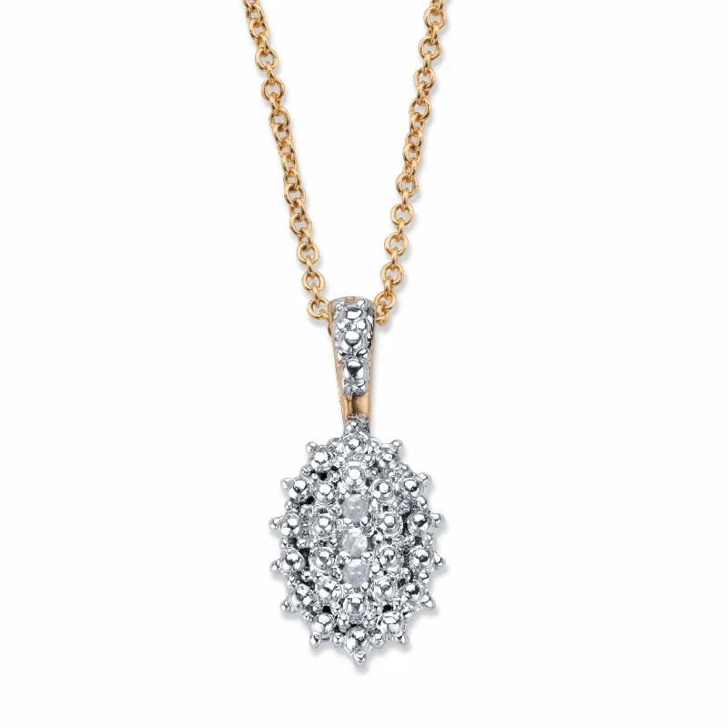 Luxe diamond necklaces-Pave Diamond Accent Two-Tone 18k Gold-Plated Cluster Pendant Necklace 18"-20"