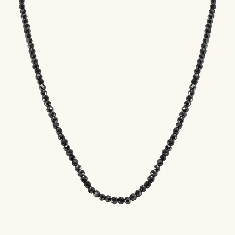 Tennis chain necklaces-Men's Diamond Cut Black Spinel Necklace