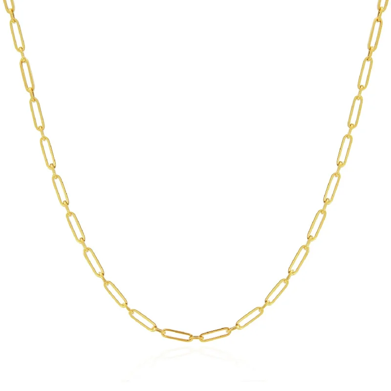 Matte gold necklaces-Round Link Paperclip Chain Necklace 18 inches