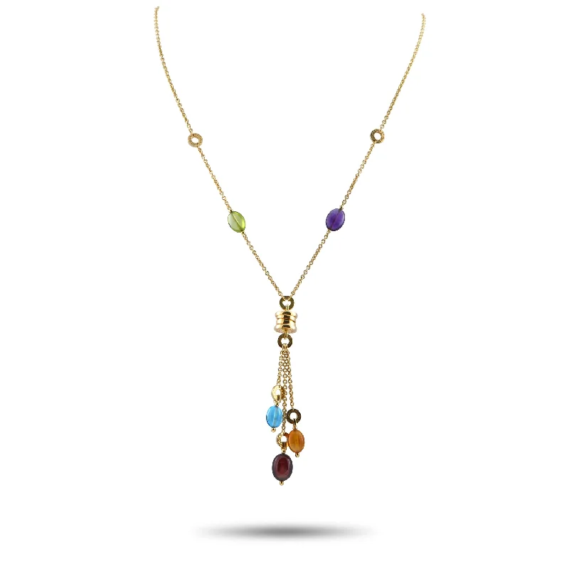 Antique medallion necklaces-Bvlgari B.zero1 18K Yellow Gold Garnet, Topaz, Amethyst, Citrine, and Peridot Tassel Necklace BV05-012725