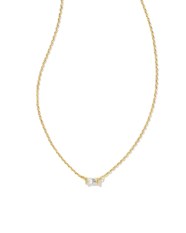 Swarovski necklaces-Kendra Scott- Juliette Gold Pendant Necklace - White Crystal