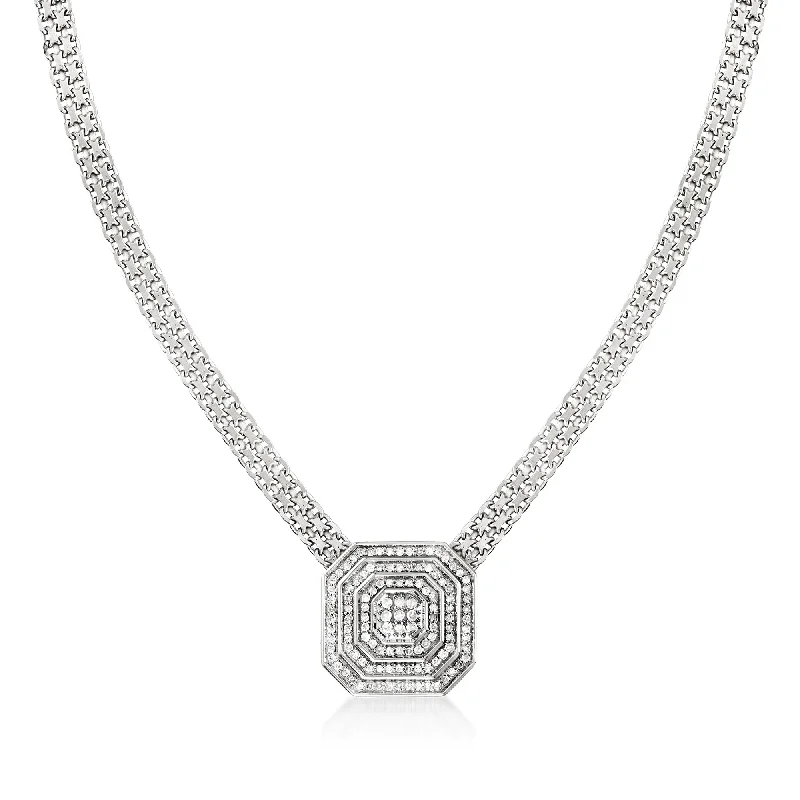 Filigree pendant necklaces-Ross-Simons Diamond Cluster Necklace in Sterling Silver