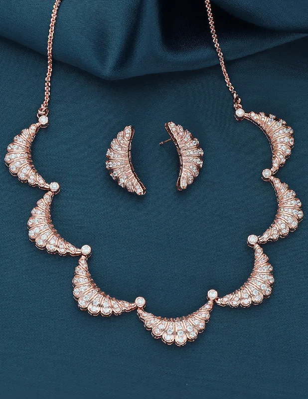 Rose gold necklaces-Designer Zirconia Necklace Set