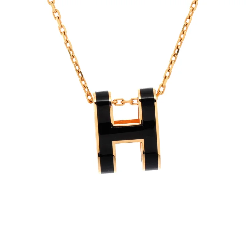 Abstract pendant necklaces-Pop H Pendant Chain Necklace Metal and Enamel