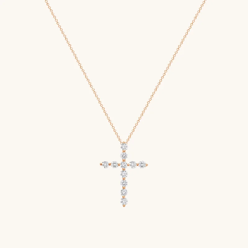 Luxe satin necklaces-Shared Prong Cross Necklace