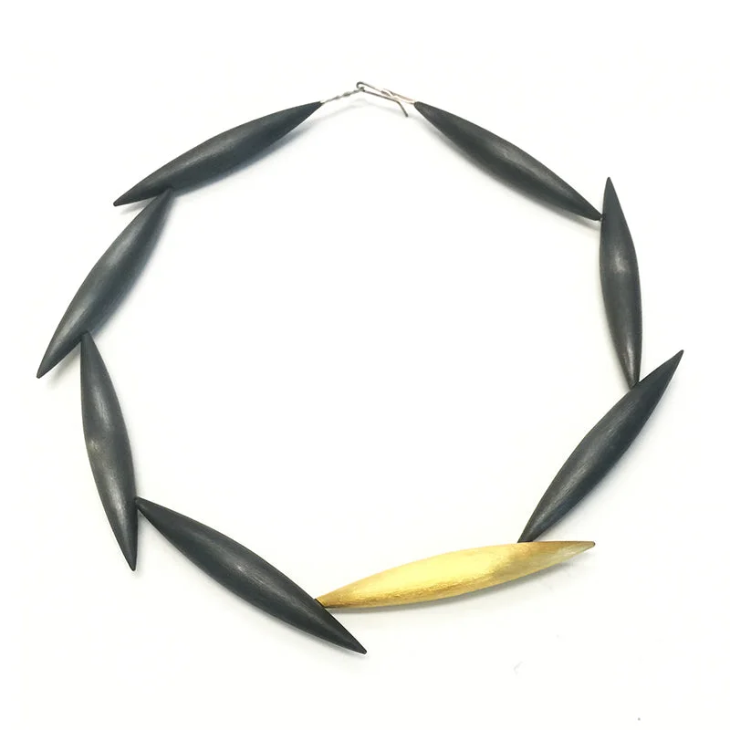 Statement collar necklaces-Oxidized Silver Big Pod Necklace