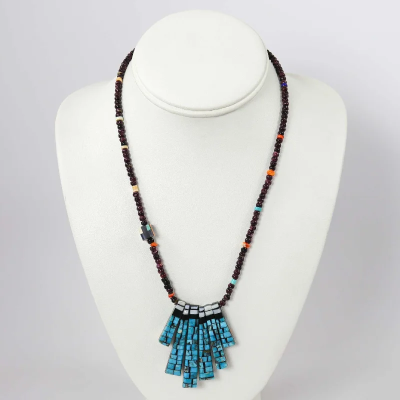 Dangling crystal necklaces-Inlay Tab Necklace