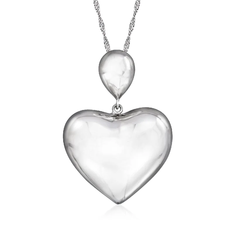 Dainty gem necklaces-Ross-Simons Italian Sterling Silver Puffed Heart Pendant Necklace