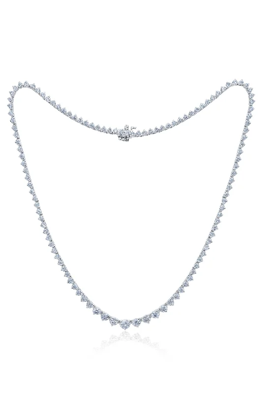 Chunky stone necklaces-10Ct Tw 16.5" Grad Neck In 14K White Gold 139 Stones