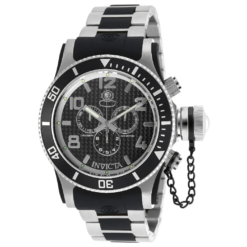 Vintage leather watches-Invicta Men's 90093 Russian Diver Black and Silver Stainless Steel Watch