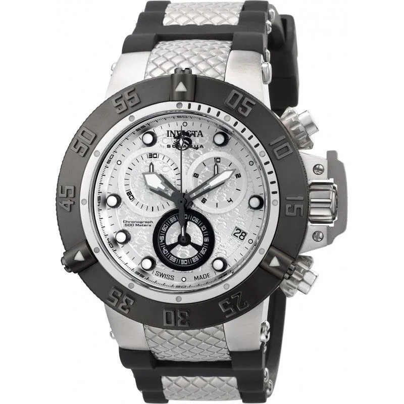 Dainty bracelet watches-Invicta Men's 90115 Subaqua Noma III Black and Silver Polyurethane and Stainless Steel Watch