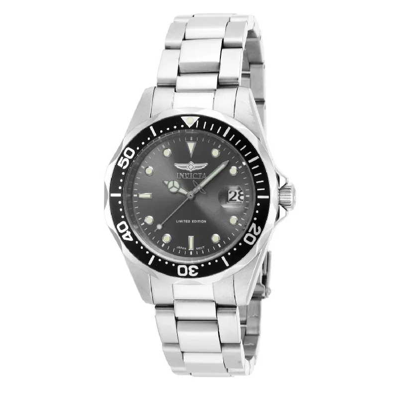 Solar-powered watches-Invicta Men's ILE8932A Pro Diver Stainless Steel Watch