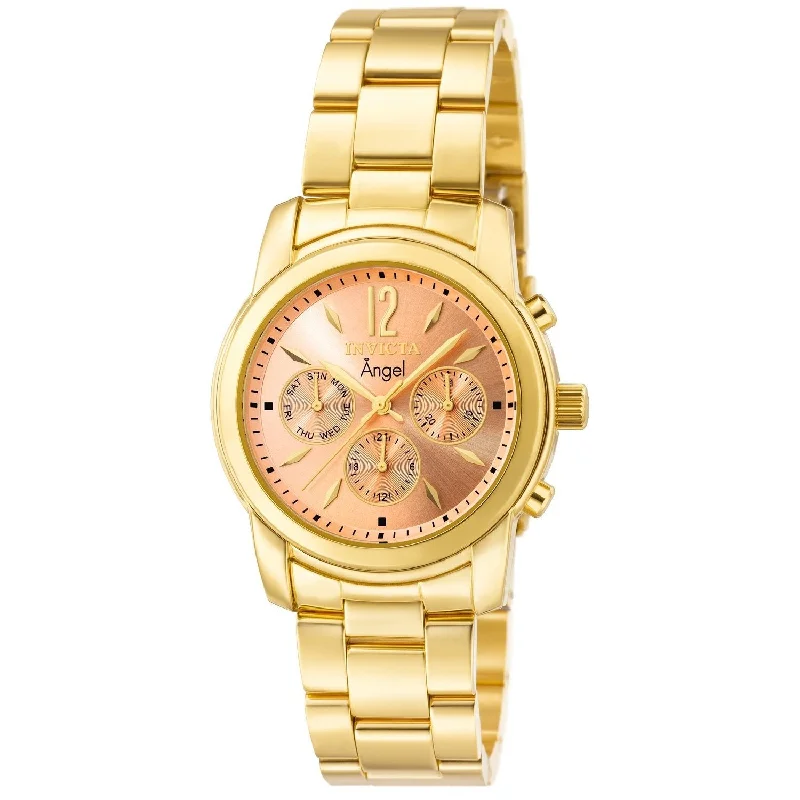 Lightweight metal watches-Invicta Women's 0464 Angel Chronograph Gold-Tone Stainless Steel Watch