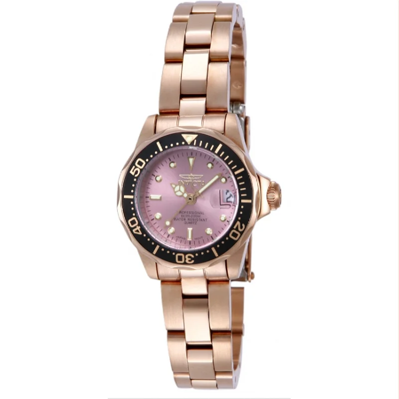 Vintage round watches-Invicta Women's 14100 Pro Diver Rose-Tone Stainless Steel Watch