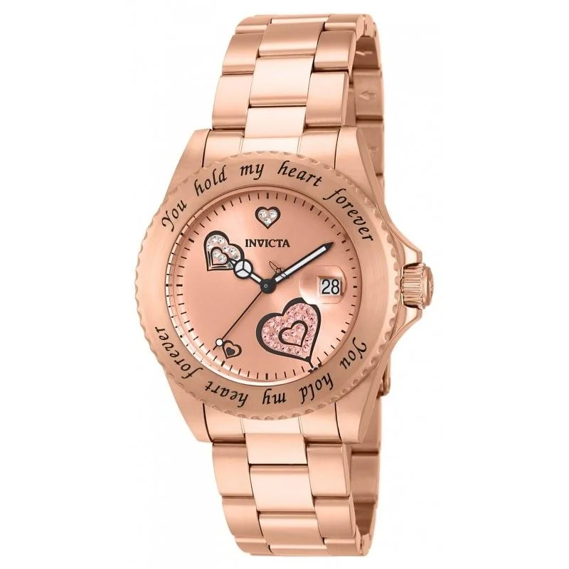 Crystal strap watches-Invicta Women's 14734 Angel Rose-Tone Stainless Steel Watch