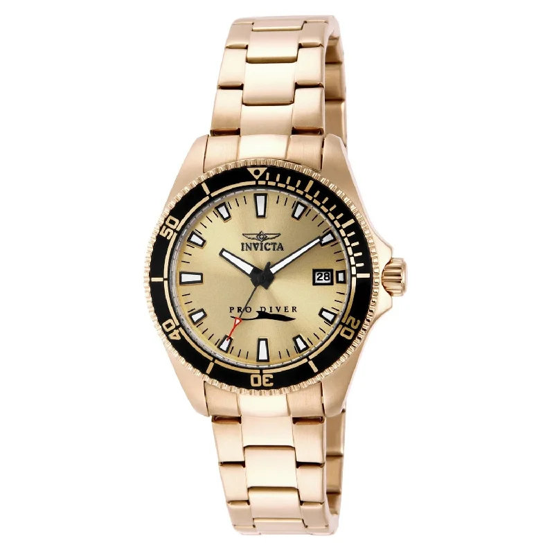 Gold bracelet watches-Invicta Women's 15138 Pro Diver Gold-Tone Stainless Steel Watch