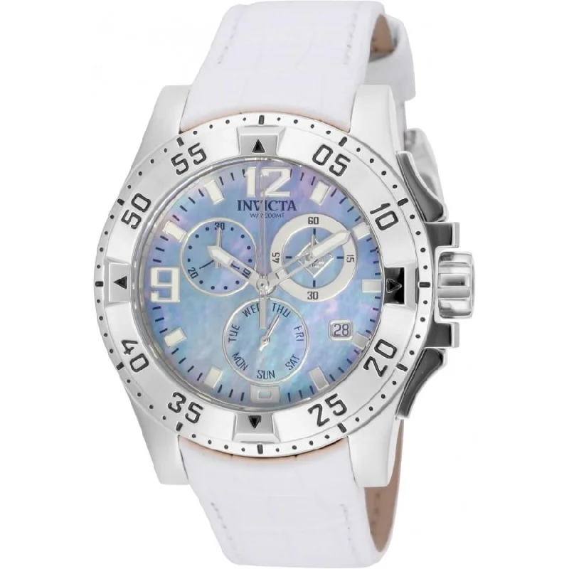 Diamond bezel watches-Invicta Women's 16098 Excursion Chronograph White Leather Watch