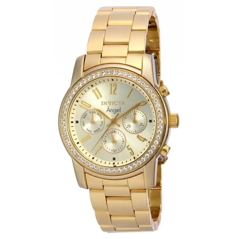 Adjustable strap watches-Invicta Women's 17020 Angel Multi-Function Gold-Tone Stainless Steel Watch