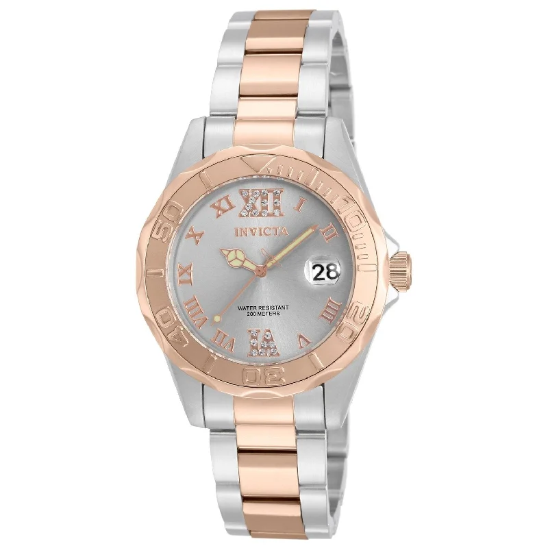 Luxury diamond watches-Invicta Women's 17022 Pro Diver Rose-tone and Silver Stainless Steel Watch