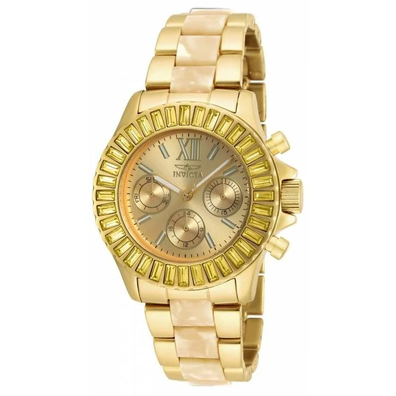 Mother-of-pearl watches-Invicta Women's 17492 Angel Chronograph Gold-tone Stainless Steel Watch