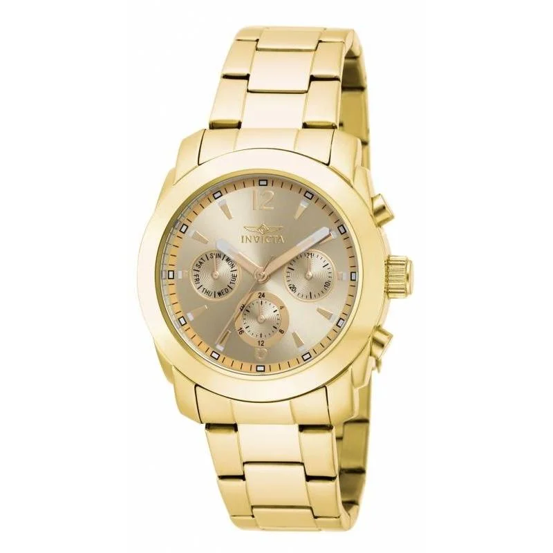 Solar-powered watches-Invicta Women's 17901 Angel Multi-Function Gold-tone Stainless Steel Watch