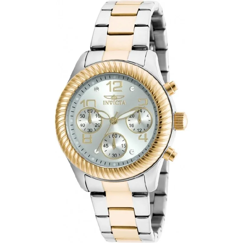 Gem encrusted watches-Invicta Women's 20268 Angel Chronograph Gold-Tone and Silver Stainless Steel Watch