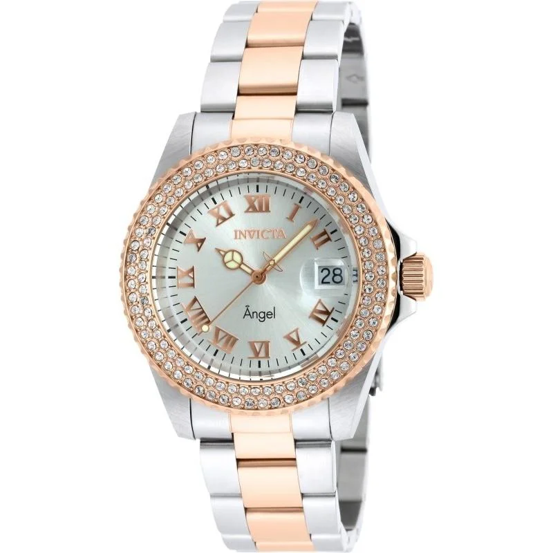 Artistic strap watches-Invicta Women's 21322 Angel Rose-Tone and Silver Stainless Steel Watch