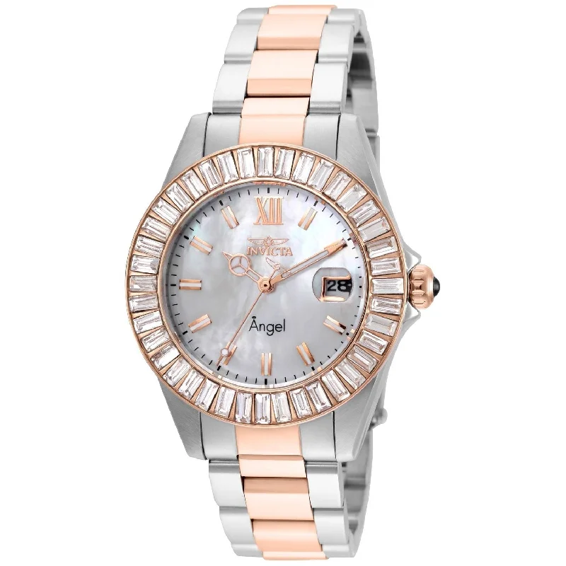 Matte black watches-Invicta Women's 22325 Angel Rose-tone and Silver Stainless Steel Watch