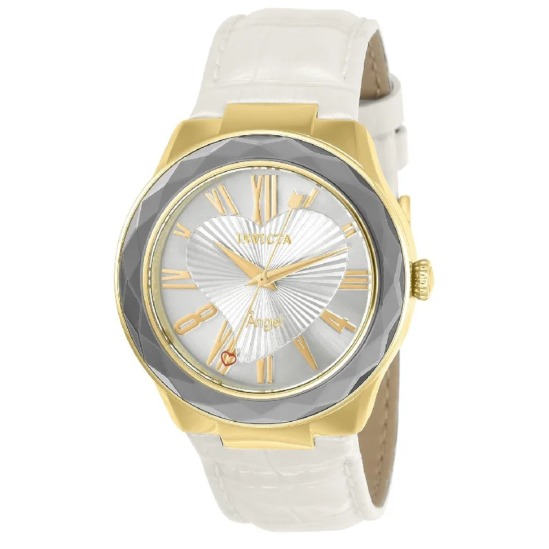 Wooden band watches-Invicta Women's 22540 Angel White Leather Watch