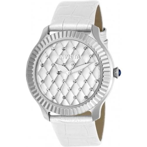 Floral dial watches-Invicta Women's 22561 Angel White Leather Watch