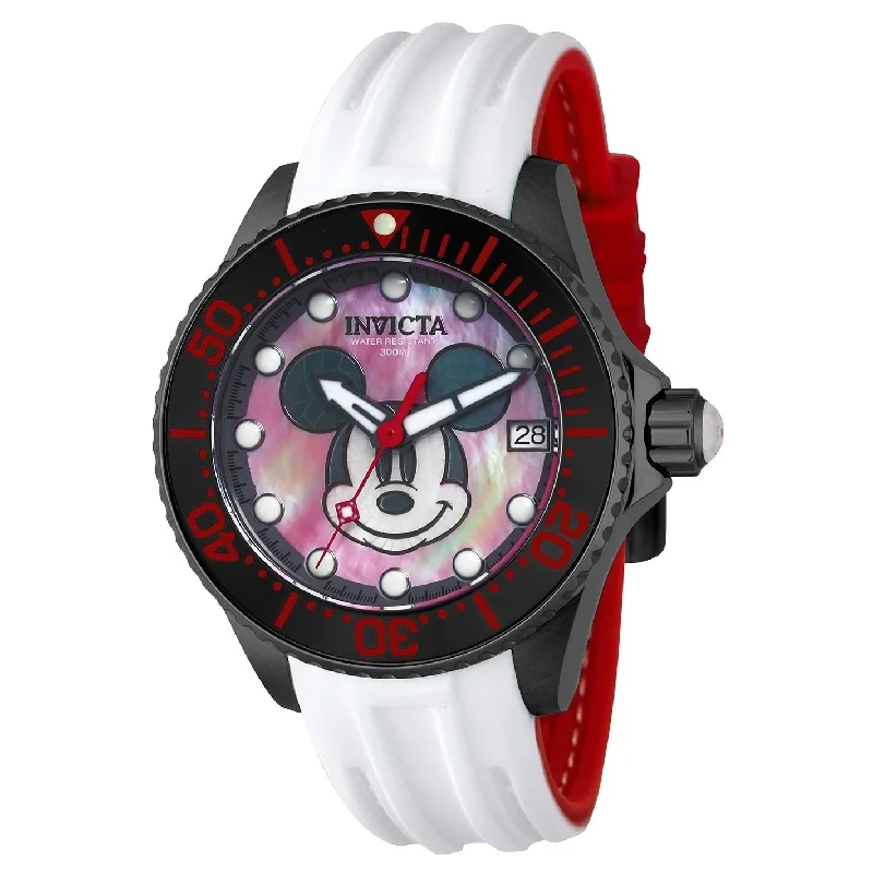 Lightweight metal watches-Invicta Women's 22755 Disney Mickey Mouse Automatic White Silicone Watch