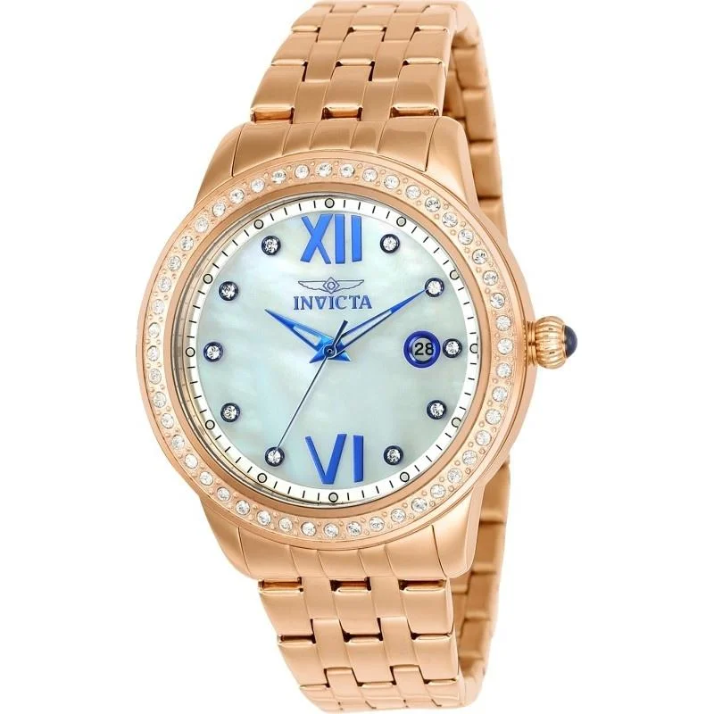 Crystal strap watches-Invicta Women's 23663 Angel Rose-Tone Stainless Steel Watch