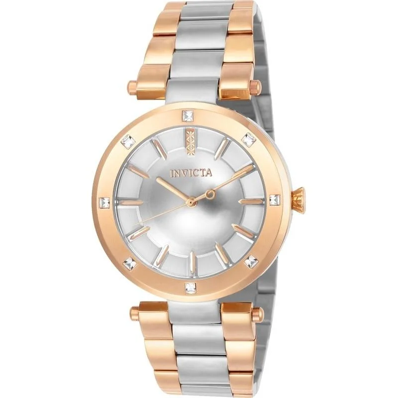 Floral bezel watches-Invicta Women's 23727 Angel Rose-Tone and Silver Stainless Steel Watch