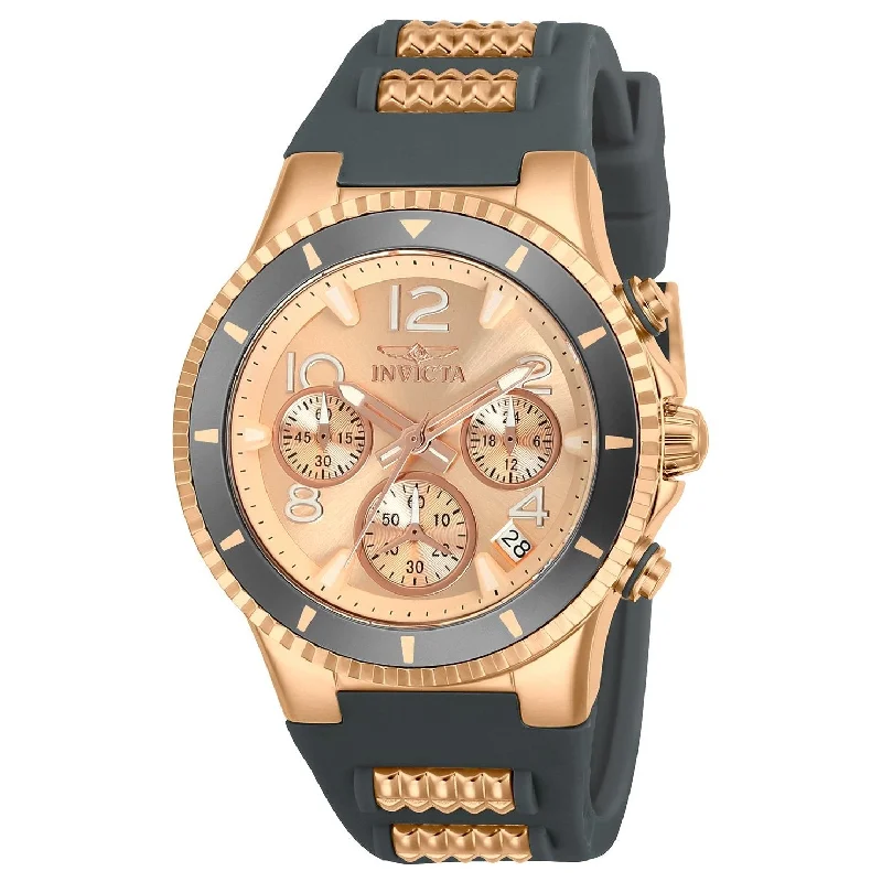 Daily wear watches-Invicta Women's 24189 Blu Black and Rose-Tone Silicone Watch