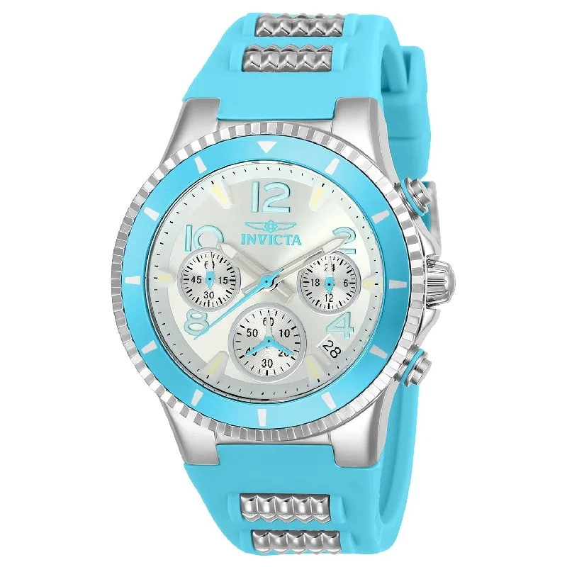 Lightweight face watches-Invicta Women's 24191 Blu Blue and Silver Silicone Watch